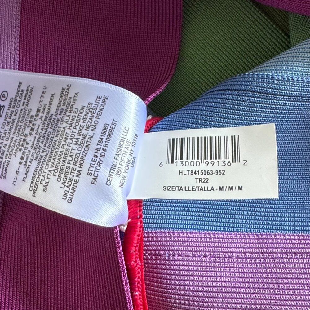 HERVE LEGER Rainbow Pride Bandage Dress Womens M NWT Bodycon Limited Edition NEW - Picture 12 of 13